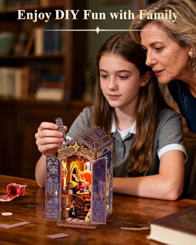Rolife LED Book Nook Kit Magic Fantasy Corner, DIY Booknook Kit 3D Creative Decorative Bookend Bookshelf Insert, Halloween/Christmas Decorations/Gifts for Adults (Magic Fantasy Corner) - color: Magic Fantasy Corner