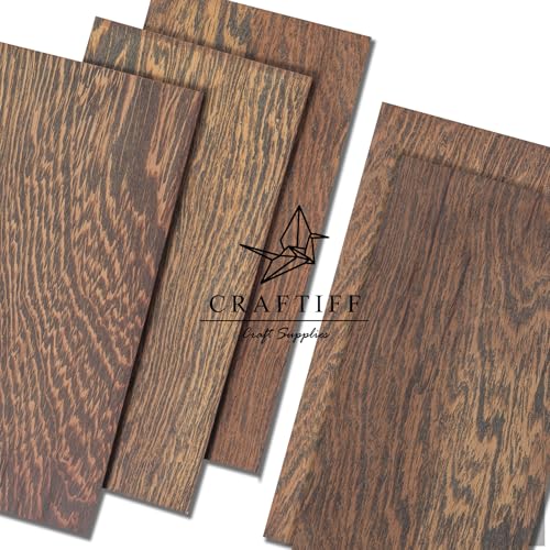 Wenge Wood Sheets 1/8" Thick, 4x8 inch Lumber Veneer Pieces Planks Thin Blank Board for Craft Decor and Art by Craftiff