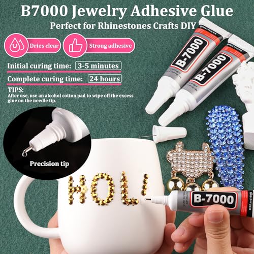 Resin Rhinestones for Crafting with B7000 Jewelry Glue, 2 Boxes Gold Flatback Crystals with 3Pcs 10ml Glue for Bedazzling Crafts DIY Nail Art Makeup，Non Hotfix Gems for Clothing Shoes - color: Copper Gold, size: 2 Small Pack with Glue