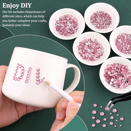 Resin Rhinestones for Crafting with B7000 Jewelry Glue, 2 Boxes Dark Pink Flatback Crystals with 3Pcs 10ml Glue for Bedazzling Crafts DIY Nail Art Makeup，Non Hotfix Gems for Clothing Shoes - color: Dark Pink, size: 2 Small Pack with Glue