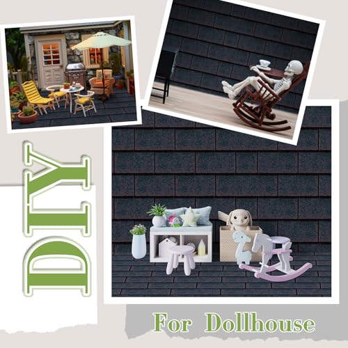 Flutesan 12 Pcs Miniature Dollhouse Wallpaper, Black Shingles - style: Black Shingles