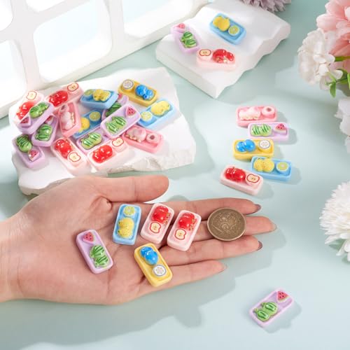 FASHEWELRY 30Pcs Mini Fruit Platter Miniature Dollhouse Accessories Resin Food Kitchen Tableware Models Display Ornaments for Fairy Garden Playhouse Micro Landscape Decoration - color: Fruit Platter