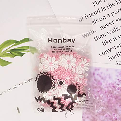 Honbay 5 Yards Decorating Lace Embroidered Trim Ribbons for Sewing or Craft Decoration (Daisy Pink White) - color: Daisy pink white