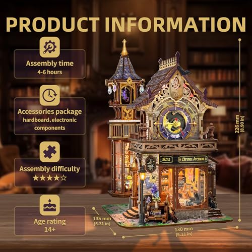 Time Magic Club Miniature House Kit 3D Wooden Puzzle for Adults - color: Time Magic Club