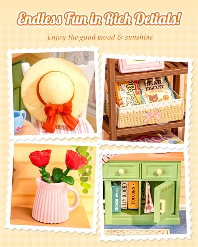 ROBOTIME Super Creator Kits, Plastic Mini House, Expandable Plastic Craf, DIY Miniature House Kit, Tiny Garden Making Kit Model Craft Hobby Unique Gift (Sunshine Sip Porch) - color: Sunshine Sip Porch