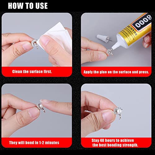 4pcs X 25ML E8000 Glue Clear Jewelry Metal Upgrade Clear E-8000 Paste Transparent Liquid Fusion Fabric Glue for Phone Repair, Glass, Wooden, Rhinestone Jewelry Crafts, DIY Tumblers - style: E-8000 4x25ML