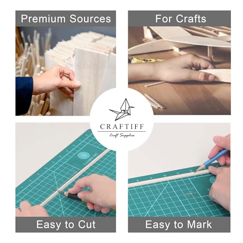 Balsa Wood Sheets 1/2" Inch Thick 12" x 4" Unfinished Wooden Board by Craftiff (5 Pack)
