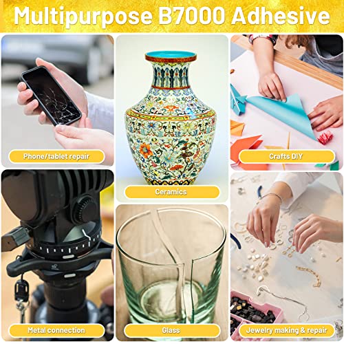 B7000 Jewelry Metal Glue with Precision Tips, Upgrade Clear B-7000 Glues Paste Transparent Liquid Fusion Fabric Glue for Phone Repair, Glass, Wooden, Rhinestone Jewelry Crafts, DIY Tumblers (4 x15ML) - color: 4 x15ML/ 0.5fl oz