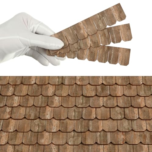 Miniature Roof Shingle Strips for 1:12 Scale Dollhouse Roofing - color: Amber Wood