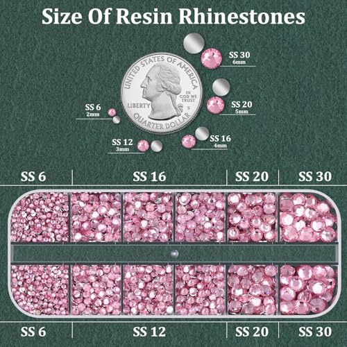 Resin Rhinestones for Crafting with B7000 Jewelry Glue, 1 Box Dark Pink Flatback Crystals with 3Pcs 10ml Glue for Bedazzling Crafts DIY Nail Art Makeup，Non Hotfix Gems for Clothing Shoes - color: Dark Pink, size: 1 Small Pack with Glue