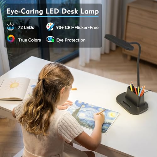 BOHON Desk Lamp for Home Office Desk Light with USB-C Charging Port Black - color: Matte Black