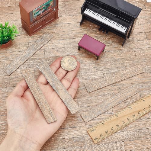 FINGERINSPIRE 80pcs Self-Adhesive Dollhouse Wood Flooring Peel 3.94x0.6inch BurlyWood Miniature Flooring Strips with Realistic Wood Grain for Adults DIY Mini House Craft Projects Dollhouse Accessory - color: Burlywood