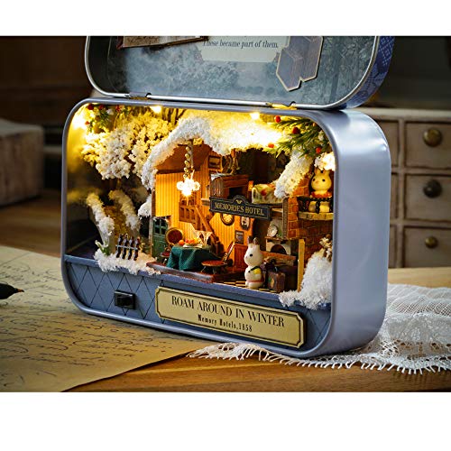 MAGQOO 3D Wooden Dollhouse Miniature DIY Doll House Kit with Furniture,1:24 DIY Box Theater Kit (Roam in The Winter) - color: Roam in the Winter