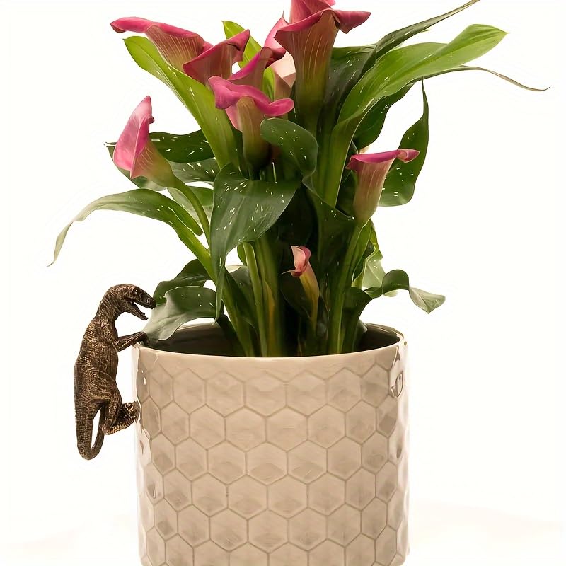 Dinosaur Flower Pot Hugger Figurines, Dinosaur Statue Planter Decor for Garden Yard Fence Balcony Home Plant Decoration Gifts