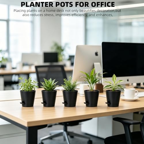 5 Pack 5 Inch African Violet Pots Self Watering, Self-Watering Planters with Drainage Holes & Reservoir, Black Plastic Pots for Indoor Outdoor Plants, Succulents & Flowers - color: Black, size: 5 inch 5 pcs