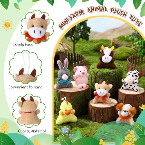 Zhanmai 100 Pcs Mini Farm Stuffed Animals Keychain Bulk Set - style: Farm Animals