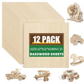 12 Pack Basswood Sheets 1/8x12x12 Inch for Crafts,Unfinished Wood for Laser Cutting & Engraving,Wood Burining,Plywood for Architectural Models. - size: 12P 12x12x1/8in