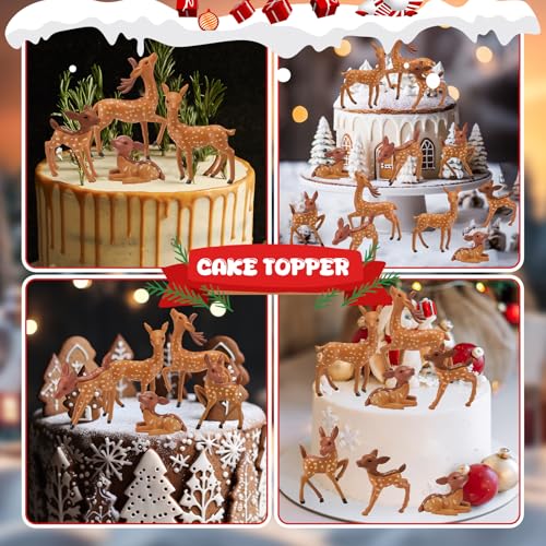Sawysine 18 Pcs Miniature Deer Figurines Woodland Animals Set for Crafts