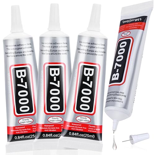 B-7000 Jewelry Glue Clear, 4 PCS 25ML Rhinestone Adhesive with Precision Tip for Paper Crafts, Card Making, Jewelry Stone, Metal, Nail Art, All Purpose - style: 4 x 25ml