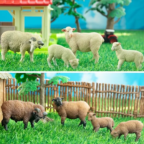 Toymany 8PCS Merino Sheep Figurines Realistic Farm Animal Sheep Toys- Plastic Sheep Figures Birthday Christmas Toy Gift for Kids Toddlers - style: 8PCS Sheep