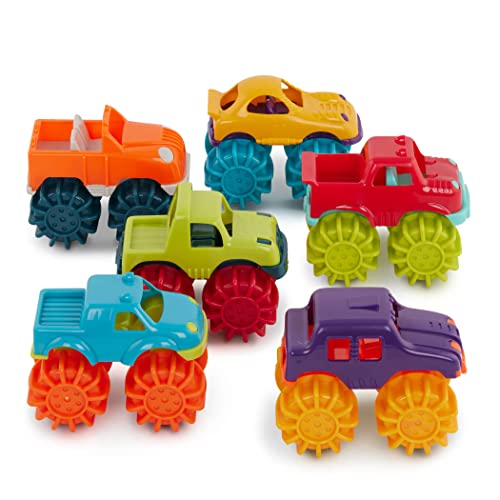 Battat Mini Monster Trucks, 6 Toy Trucks with Storage Bag, Vehicles - style: Monster Trucks