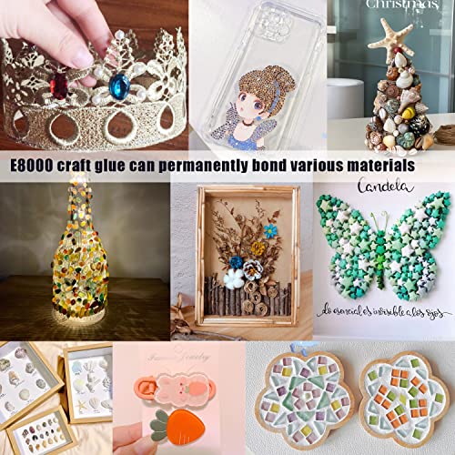 E8000 Super Glue Clear, Upgrade Jewelry B-7000 Glue for Diamond Jewelry Rhinestone Fabric Glue Strength Adhesive for Nail Art DIY Crafts Clothes Shoes Bags with Dotting Pens and Tweezers(4 X 25ML) - color: 4pcs x 25ml Clear glue
