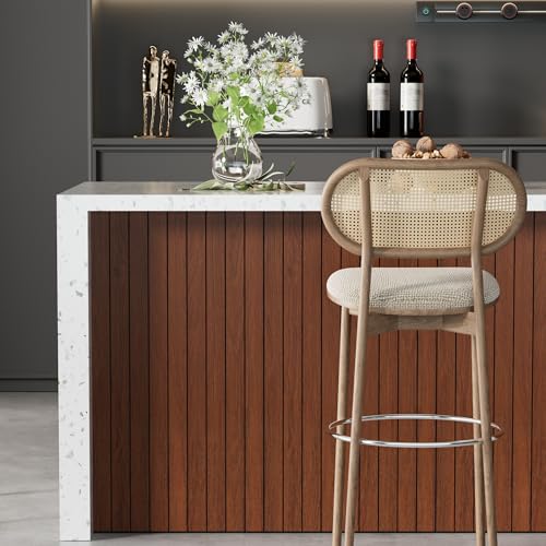 Arthome Peel and Stick Slat Wall Panels 15.7"x360",Self-Adhesive PVC Wood Grain Wallpaper Panel,3D Thick Faux Soundproof Backsplash Accent Wall Tile for Walls & Furniture (Walnut- Coverage 39.2 Sq.ft) - color: Walnut, size: 15.7" x 360"