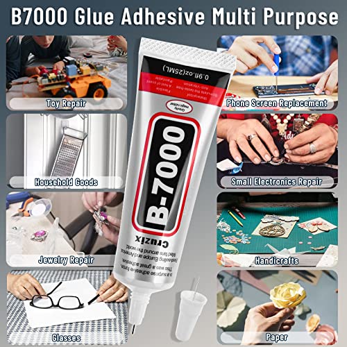 B-7000 Craft Glue for Jewelry Making, Multi-Function B-7000 Super Adhesive Glues Liquid Fusion Glue for Rhinestones Crafts, Clothes Shoes, Fabric, Jewelry Making, Cell Phones (3x25 ml/0.9 oz) - color: 3x25 ML/ 0.9 oz
