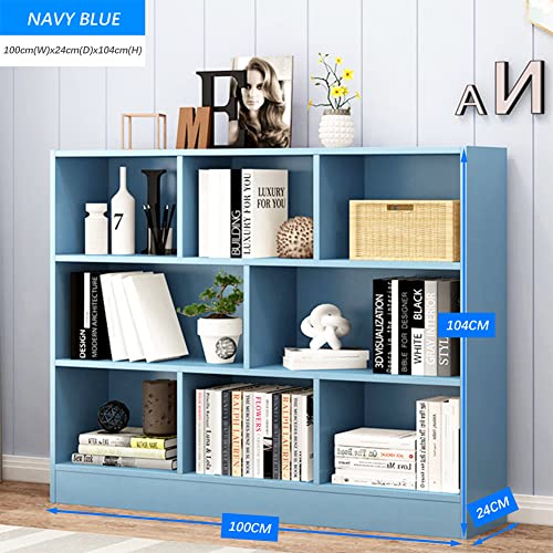 IOTXY Open Shelf Low Bookcase - Wooden 3-Tier Cube Bookshelf, Bright Blue - color: Bright Blue, size: 100CM Base