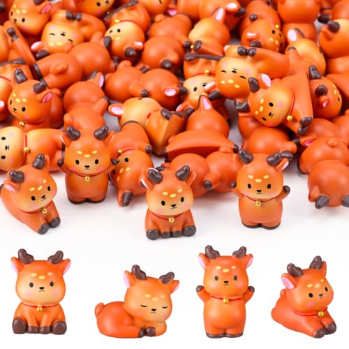 Geelin 60 Pcs Mini Resin Deer Figure Bulk Miniatures Animal Figurine - style: Deer