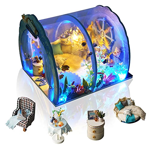 GuDoQi DIY Miniature Dollhouse Kit, 1:24 Scale Tiny House with Furniture, Great Gift for Birthday Christmas Day, Sweet Home of Mermaid Princess - color: Sweet Home of Mermaid Princess