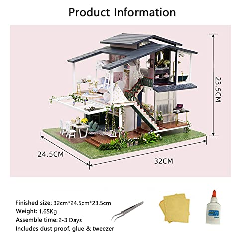 MAGQOO Dollhouse Miniature with Furniture, DIY Wooden Dollhouse Kit Plus Dust Proof, 1:24 Scale Creative Room Idea (Monet Garden) - color: Monet Garden