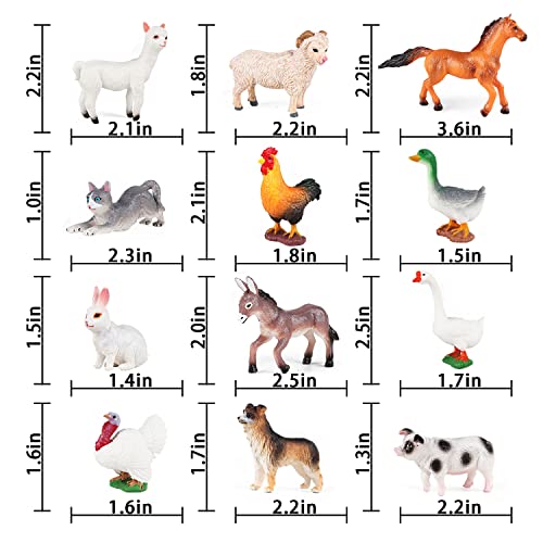 SIENON 12Pack Realistic Mini Farm Animals Figures Toys for Kids - size: 12 Pieces Medium Size Farm Animals