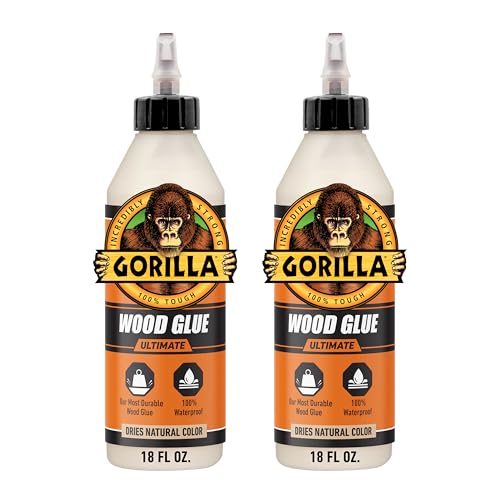 Gorilla Ultimate Waterproof Wood Glue, Natural Color, 18 oz, 2-Pack - size: 18oz, style: 2 Pack Bottle