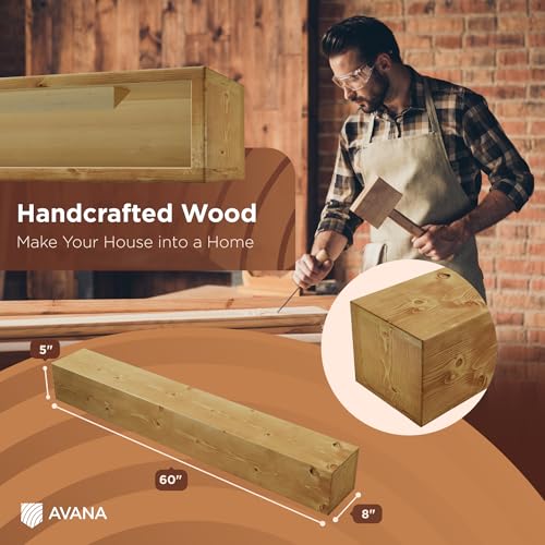 Avana Rustic Fireplace Mantle Shelf 60 Inches - Handcrafted Wood Mantles for Over Fireplace - Wall Mounted Farmhouse Fireplace Mantel Shelf - Floating Fireplace Mantels 60 Inch X 8 X 5 Rustic Natural - color: Rustic Natural, size: 60 X 8 X 5