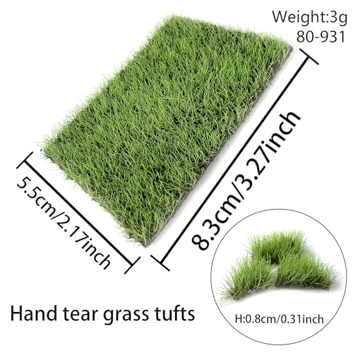 Miniature Model Grass Tufts & 8mm Static Grass Sheets for Diorama - 3.27x2.17 Inch Terrain Scenery for Railway, Train, Car Diorama & Miniature Scene Models (Sprout Green) - color: Sprout Green