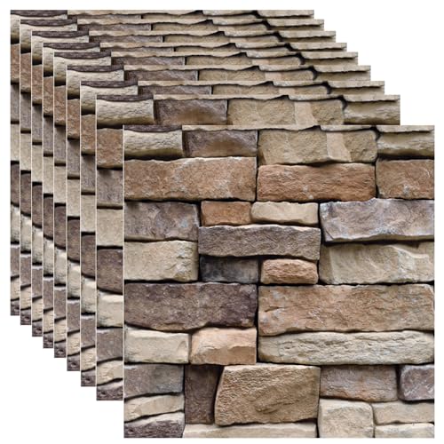 3D Wall Panels Peel and Stick, 10PCS Self-Adhesive Brick Wallpaper
