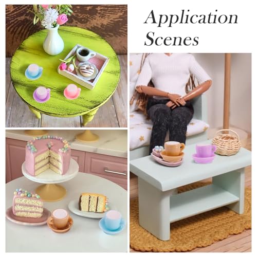 FASHEWELRY 30Pcs Resin Mini Drink Cups 5 Colors Tea Dish Mug Model Teacup Dollhouse Miniatures for Keychain Halloween Xmas Party Decor Kitchen Ornaments - color: 5 Colors-drink Cups