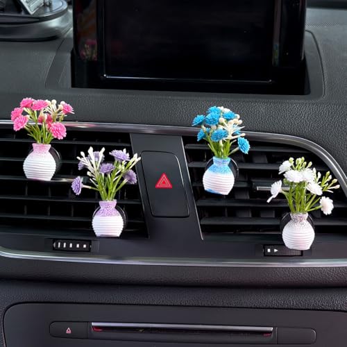 Set of 4 Cute Flower Bouquet Car Air Freshener Vent Clips, Mini Artificial Flowers for Car Air Vent Decoration, Auto Interior Dashboard Ornament Accessories (Gypsophila 02#) - color: Gypsophila 02#