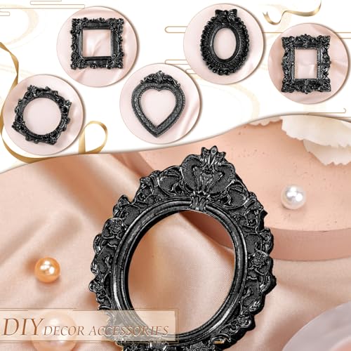 Remerry 12 Pcs Mini Picture Frames Vintage Resin Antique DIY Frame,Black - color: Black