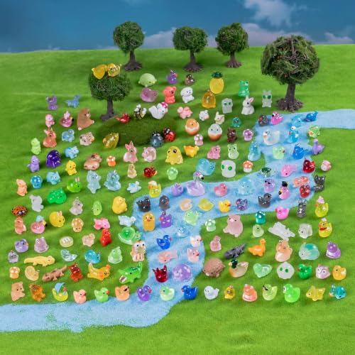 280pcs Mini Resin Animals Different 280 Styles Variety Tiny Animals Figure to Hide Luminous Glow in The Dark for Miniature Fairy Garden Decoration Small Plastic Miniature Crafts Decor Aquarium - color: 280 Mini Animal Figures