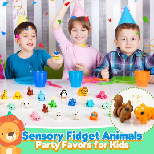 30Pcs 3D Printed Animals Set for Kids, Mini Little Animals Figures for Party Favors Gifts Pocket Fidget Toys Bulk, Goodie Bag Stuffers Classroom Birthdays Rewards for Toddlers Desk Office Pet Decor - color: Colorful 30pc