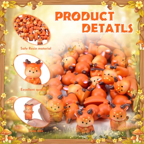 Geelin 60 Pcs Mini Resin Deer Figure Bulk Miniatures Animal Figurine - style: Deer