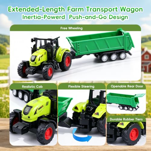 SIENON 26Pcs Mini Realistic Farm Animals Figures with Tractor Toys - size: Mini Farm Toy Tractor Set