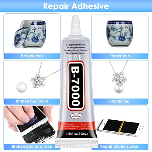 B7000 Glue for Rhinestones Crafts, 3PCS Clear B-7000 Super Jewelry Glue - color: 3x50 ml / 1.68 oz