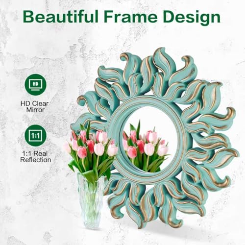 Decorative Wall Mirror, Round Green Mirror, 10 x 10in - color: Green