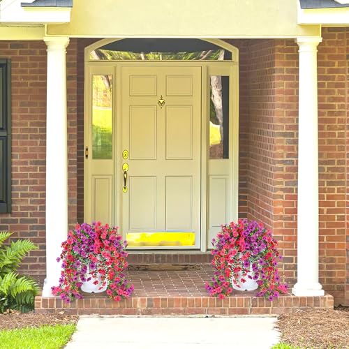 Artificial Hanging Flowers for Outdoors Spring Summer Decor - color: Fuchsia Purple