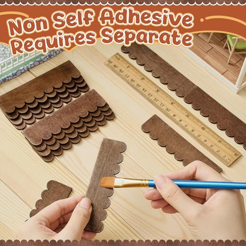 Wenqik 100 Strips Dollhouse Roof Shingles, Brown - color: Brown