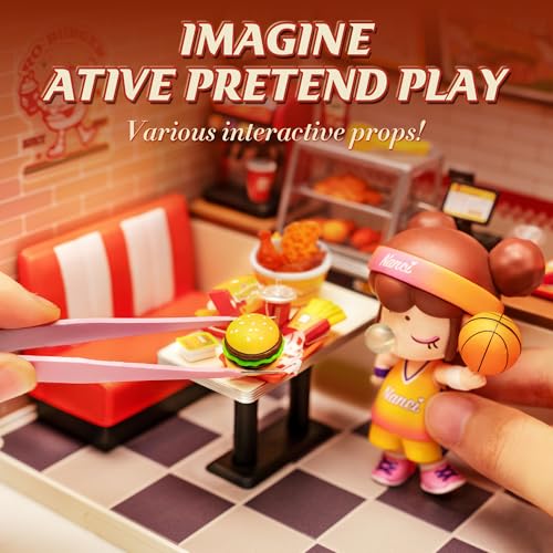 Rolife DIY Miniature Plastic House Building Set Toys Playset with LED Suitable for Mini Figures Construction Toys Diorama Kit Gifts for Teens Adults (Yum Yum Burgers) - style: Yum Yum Burgers