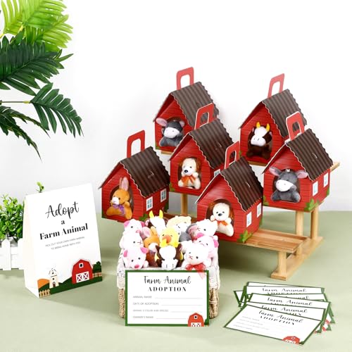 Blueweenly 73 Pcs Adopt a Farm Animal Set Party Favors Mini Plush Farm Toys - style: Farm Animal